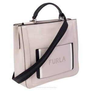 Furla Reale North South Large Convertible Leather Tote‎ Creamy Beige